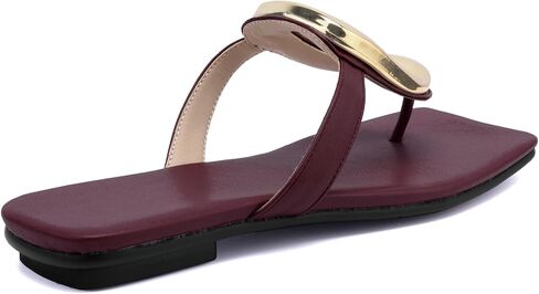 Flip Flops For Women Comfort Thong Flat Slide Sandals Summer Beach Open Square Toe Shoes with Metal Decoration Casual Fashion in Saudi Arabia
