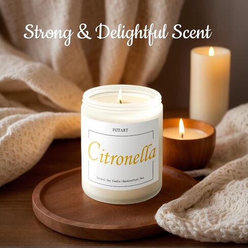 Eucalyptus Mint Highly Scented Candles, Natural Soy Aromatherapy Organic Non Toxic Candles with Long Lasting Burn, Luxury Essential Fragrance Jar Candle Gift for Birthday, Housewarming (9oz) in Saudi Arabia