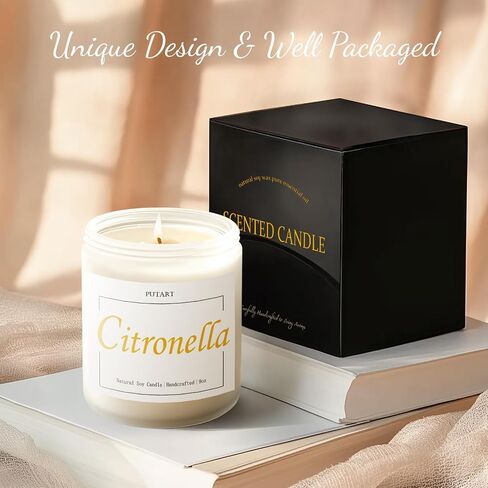 Eucalyptus Mint Highly Scented Candles, Natural Soy Aromatherapy Organic Non Toxic Candles with Long Lasting Burn, Luxury Essential Fragrance Jar Candle Gift for Birthday, Housewarming (9oz) in Saudi Arabia