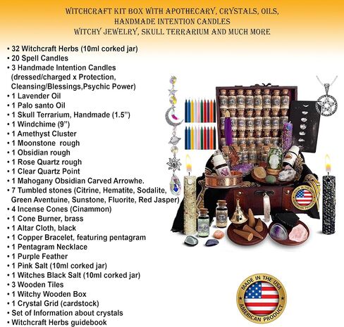 UnaLunaMoona Witchcraft Kit - Wiccan Supplies and Tools, USA Made, Witch Starter Pack with Crystals in Saudi Arabia
