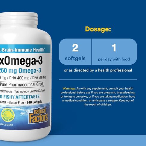 Natural Factors RxOmega-3, Natural Support for Heart Health with DHA and EPA, Daily Dietary Supplement, 60 Softgels in Saudi Arabia