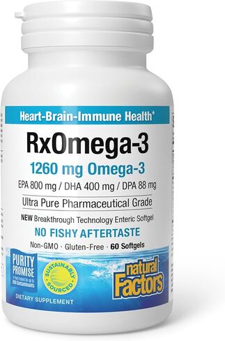 Natural Factors RxOmega-3, Natural Support for Heart Health with DHA and EPA, Daily Dietary Supplement, 60 Softgels in Saudi Arabia