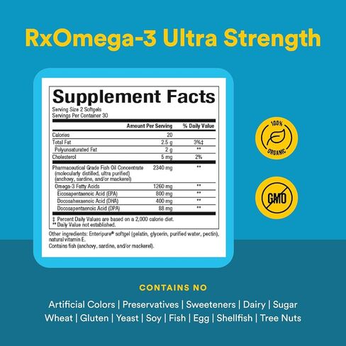 Natural Factors RxOmega-3, Natural Support for Heart Health with DHA and EPA, Daily Dietary Supplement, 60 Softgels in Saudi Arabia