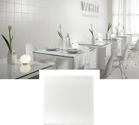Tenedos 8x8 Subway Square Porcelain Floor Wall Tile Matte Finish for Backsplash Kitchen, Accent Decor, Bathroom Shower Tile (White, 1 Piece) in Saudi Arabia