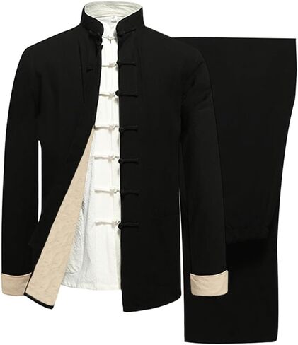 Gvilty Mens Classic Kung Fu Arts Arts Set من 3 - Cotton Linen Tai chi uniform tang suit bants in Kuwait