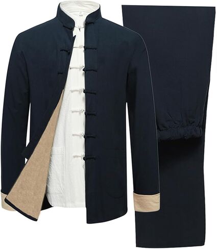 Gvilty Mens Classic Kung Fu Arts Arts Set من 3 - Cotton Linen Tai chi uniform tang suit bants in Kuwait