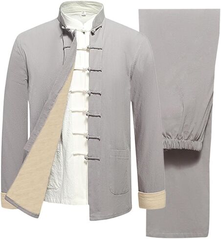 Gvilty Mens Classic Kung Fu Arts Arts Set من 3 - Cotton Linen Tai chi uniform tang suit bants in Kuwait