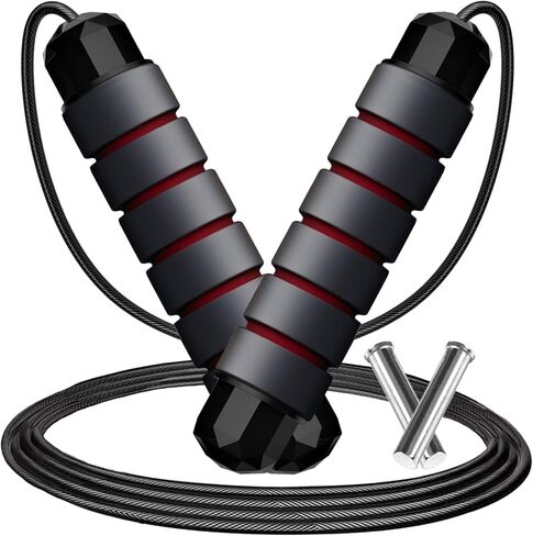 Adjustable Weighted Jump Rope, 9ft Long Tangle-Free Rapid Speed Jumprope for Fitness Exercise Workout Home Gym Double Dutch Crossfit, Battle Skipping Jumping Rope for Women Kid Men Girl Tall Boy in Saudi Arabia