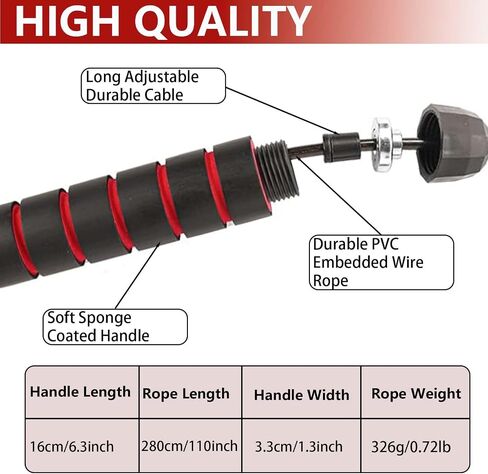 Adjustable Weighted Jump Rope, 9ft Long Tangle-Free Rapid Speed Jumprope for Fitness Exercise Workout Home Gym Double Dutch Crossfit, Battle Skipping Jumping Rope for Women Kid Men Girl Tall Boy in Saudi Arabia