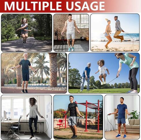 Adjustable Weighted Jump Rope, 9ft Long Tangle-Free Rapid Speed Jumprope for Fitness Exercise Workout Home Gym Double Dutch Crossfit, Battle Skipping Jumping Rope for Women Kid Men Girl Tall Boy in Saudi Arabia