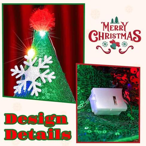DRESBE Light Up Christmas Ugly Hat LED Xmas Bow Headband Sparkly Snowflake Costume Hair Accessories for Women in Saudi Arabia