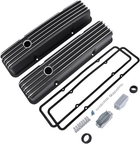 GELUOXI Valve Covers Fabricated Aluminum Polished Replacement for Chevy Small Block 283 302 305 327 350 400 1958-1986 Black in Saudi Arabia