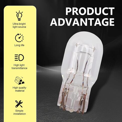 10 PCS T20 1891/7443 CAR DUAL WIRE BRAKE BUNB ، 12V 21/5W LIGHT TALL LIGHT ، ضوء مؤشر DRL ، ملحق الإضاءة العالمي ، للسيارات (أبيض) in Saudi Arabia