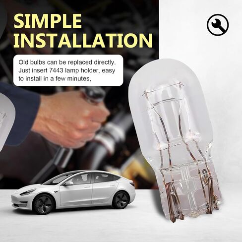 10 PCS T20 1891/7443 CAR DUAL WIRE BRAKE BUNB ، 12V 21/5W LIGHT TALL LIGHT ، ضوء مؤشر DRL ، ملحق الإضاءة العالمي ، للسيارات (أبيض) in Saudi Arabia
