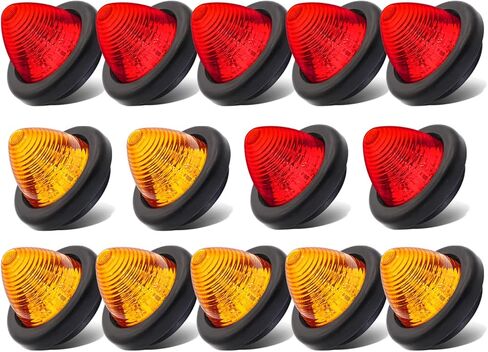 2 Inch Amber LED 12V DC Round Side Marker Beehive Cone Lights Trailer for Truck Lorry Cabin Bus Pickup with Rubber Grommets OL12 [Pack of 7] in Kuwait