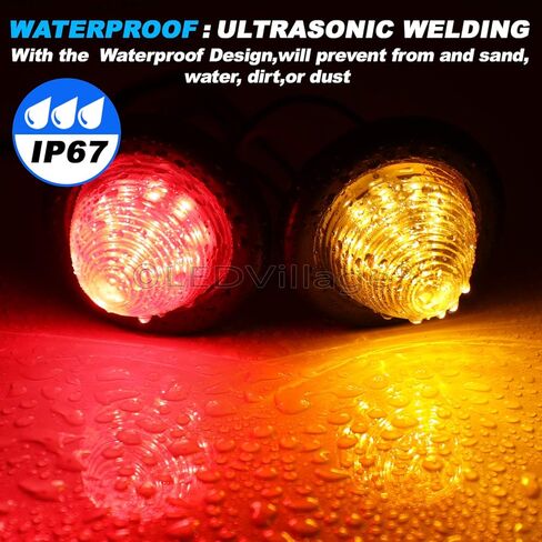 2 Inch Amber LED 12V DC Round Side Marker Beehive Cone Lights Trailer for Truck Lorry Cabin Bus Pickup with Rubber Grommets OL12 [Pack of 7] in Kuwait