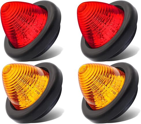 2 Inch Amber LED 12V DC Round Side Marker Beehive Cone Lights Trailer for Truck Lorry Cabin Bus Pickup with Rubber Grommets OL12 [Pack of 7] in Kuwait