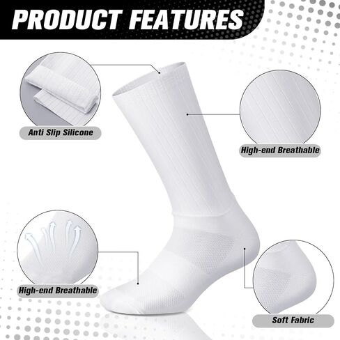 Newcotte 3 Pairs Aerodynamics Socks Cycling Aerodynamics Socks Anti-slip Silicone Line Cycling Sports Running for Men Women in Kuwait