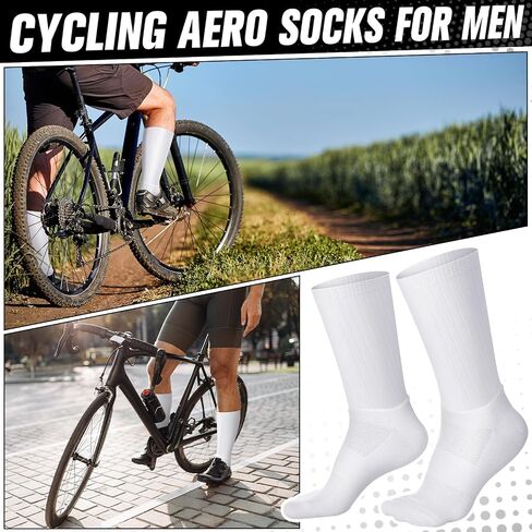 Newcotte 3 Pairs Aerodynamics Socks Cycling Aerodynamics Socks Anti-slip Silicone Line Cycling Sports Running for Men Women in Kuwait