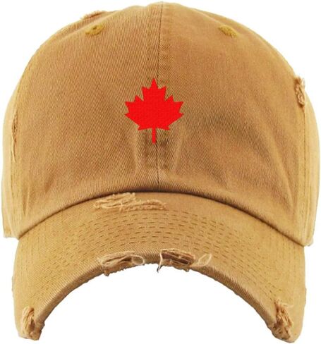 Canada Flag Red Maple Leaf Vintage Baseball Cap Embroidered Cotton Adjustable Distressed Dad Hat in Kuwait