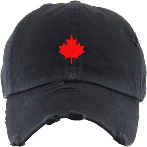 Canada Flag Red Maple Leaf Vintage Baseball Cap Embroidered Cotton Adjustable Distressed Dad Hat in Kuwait