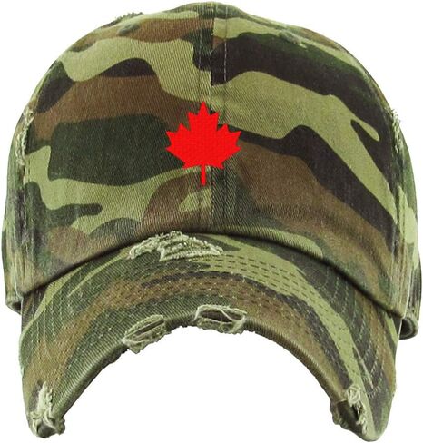 Canada Flag Red Maple Leaf Vintage Baseball Cap Embroidered Cotton Adjustable Distressed Dad Hat in Kuwait