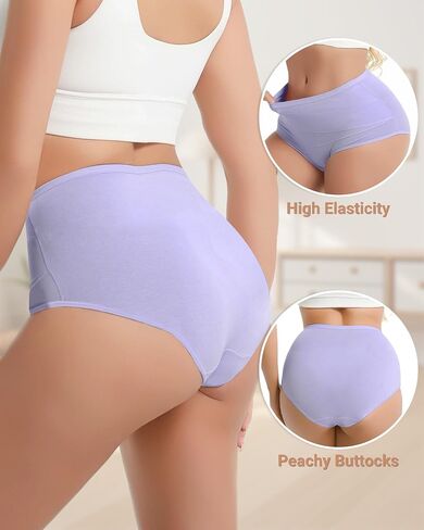 Women's Cotton Underwear High Waisted Tummy Control Ladies Panties Soft Stretch Full Coverage Briefs 4 Pack in Kuwait