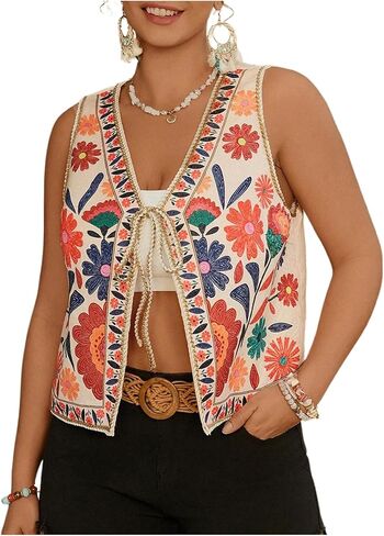 Verdusa Women's Plus Size Bow Cardigans خفيفة الوزن بوهو سترة أكمام in Saudi Arabia