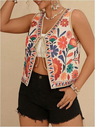 Verdusa Women's Plus Size Bow Cardigans خفيفة الوزن بوهو سترة أكمام in Saudi Arabia