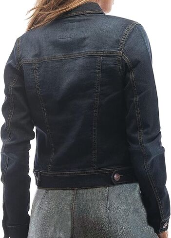Juicy Trendz Women's Fashion Denim Jacket – Classic Blue Jean, Button-Down, Stretch, Long Sleeves, Stylish Outerwear in Kuwait