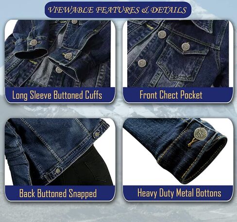 Juicy Trendz Women's Fashion Denim Jacket – Classic Blue Jean, Button-Down, Stretch, Long Sleeves, Stylish Outerwear in Kuwait