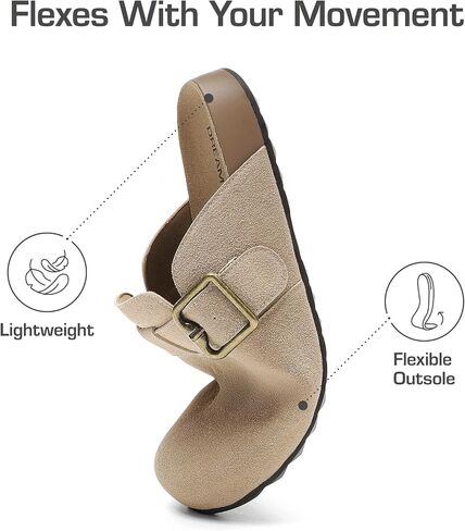 DREAM PAIRS Clogs for Women Suede Mules Wide Toe Shoes Wide Width Slip On Comfortable Clogs with Lightweight Soft Footbed, Anti-Slip Outsole, Arch Support in Saudi Arabia