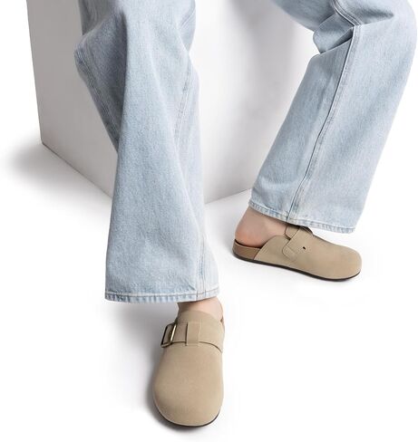 DREAM PAIRS Clogs for Women Suede Mules Wide Toe Shoes Wide Width Slip On Comfortable Clogs with Lightweight Soft Footbed, Anti-Slip Outsole, Arch Support in Saudi Arabia