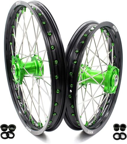Kke 19/16 Kids Big Wheels Fit Kawasaki KX85 2001-2025 KX80 KX100/ KX112 22-25 Pitbike Rims Green Hubs in Saudi Arabia