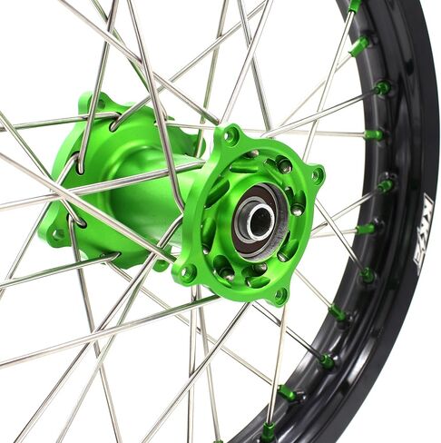 Kke 19/16 Kids Big Wheels Fit Kawasaki KX85 2001-2025 KX80 KX100/ KX112 22-25 Pitbike Rims Green Hubs in Saudi Arabia