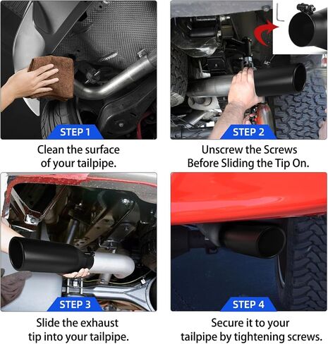 طرف عادم مدخل AUTOSAVER88 مقاس 2.25 بوصة، مدخل 2.25 بوصة، مخرج 3.5 بوصة، الطول الإجمالي 12 بوصة مطلي بمسحوق أسود، طرف عادم ديزل من الفولاذ المقاوم للصدأ لـ 2 1/4 بوصة من أنبوب عادم OD، قطع زاوية ملفوفة، مسمار مثبت in Saudi Arabia