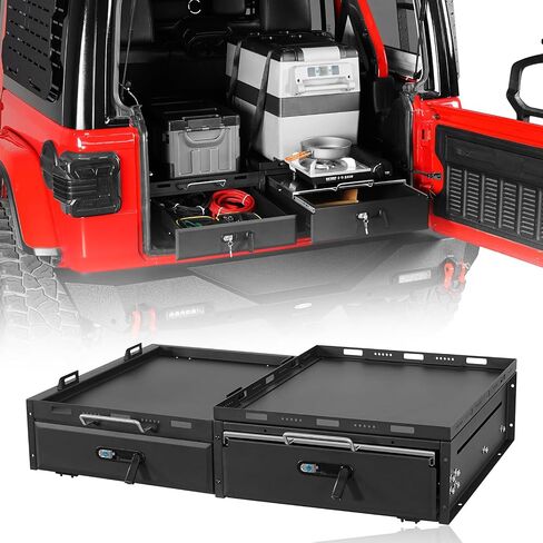 u-Box Wrangler Drawer System & Fridge Slide Mount & Cooking Platform for Jeep Wrangler JK 2007-2018 | JL 2018-2025 Unlimited 4-Door - Security Trunk Storage Gun Safe Lock Box in Saudi Arabia