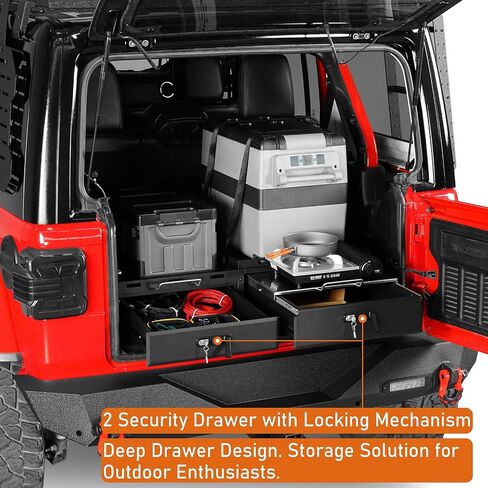u-Box Wrangler Drawer System & Fridge Slide Mount & Cooking Platform for Jeep Wrangler JK 2007-2018 | JL 2018-2025 Unlimited 4-Door - Security Trunk Storage Gun Safe Lock Box in Saudi Arabia