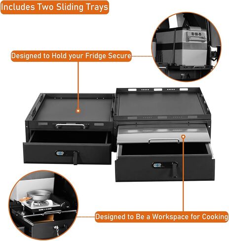 u-Box Wrangler Drawer System & Fridge Slide Mount & Cooking Platform for Jeep Wrangler JK 2007-2018 | JL 2018-2025 Unlimited 4-Door - Security Trunk Storage Gun Safe Lock Box in Saudi Arabia