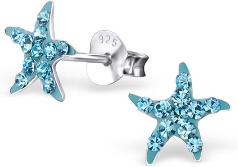 925 Sterling Silver Aqua Blue Starfish Stud arock 31451 in Saudi Arabia