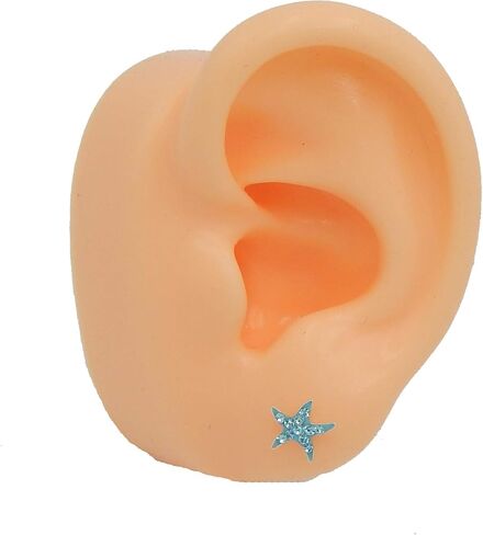 925 Sterling Silver Aqua Blue Starfish Stud arock 31451 in Saudi Arabia