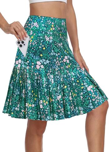 KORALHY 21" Golf Skorts with Pockets Pleated Tennis Skirts with Shorts Knee Length Skort for Athletic, Workout, Casual Wear in Kuwait