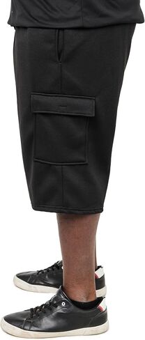 JC Distro USA MENT -MENCE MENT BIG & TALLWIGHT FLEECE CARGO القيعان - سروال رياضي وسراويل قصيرة ، 3xl كبيرة إلى 7XL in Kuwait