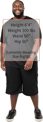 JC Distro USA MENT -MENCE MENT BIG & TALLWIGHT FLEECE CARGO القيعان - سروال رياضي وسراويل قصيرة ، 3xl كبيرة إلى 7XL in Kuwait