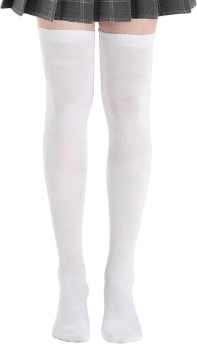 جوارب نسائية عالية للفخذ، جوارب طويلة فوق الركبة للفتيات، زوج واحد من الجوارب الطويلة المخططة لتدفئة الساق in Kuwait