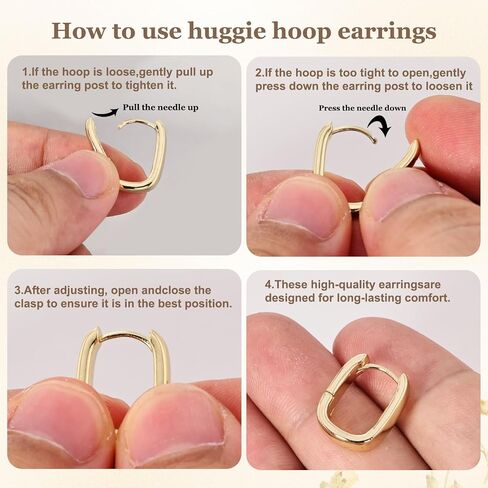 Sterling Silver Hoop Earrings for Women | Chunky Gold Hoops Earrings Hypoallergenic Small Huggie Earrings Set for Mulpitle Piercing Lightweight Square/Oval/Cubic Zirconia in Kuwait
