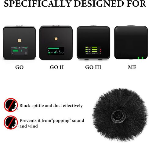 Geekria for Creators Furry Windscreen Compatible with RODE Wireless GO II Mic DeadCat Wind Cover Muff, Windbuster, Windjammer, Fluff Cover Windshield (Grey / 3 Pack) in Saudi Arabia