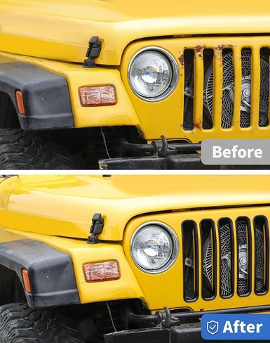 Chrome TJ Grill Inserts Front Grille Mesh no Mesh Cover Guard for Jeep Wrangler TJ 1997-2006 Clip-on Grille Accessories in Saudi Arabia