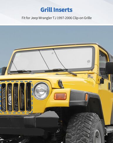 Chrome TJ Grill Inserts Front Grille Mesh no Mesh Cover Guard for Jeep Wrangler TJ 1997-2006 Clip-on Grille Accessories in Saudi Arabia