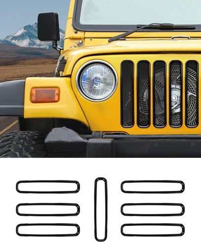 Chrome TJ Grill Inserts Front Grille Mesh no Mesh Cover Guard for Jeep Wrangler TJ 1997-2006 Clip-on Grille Accessories in Saudi Arabia